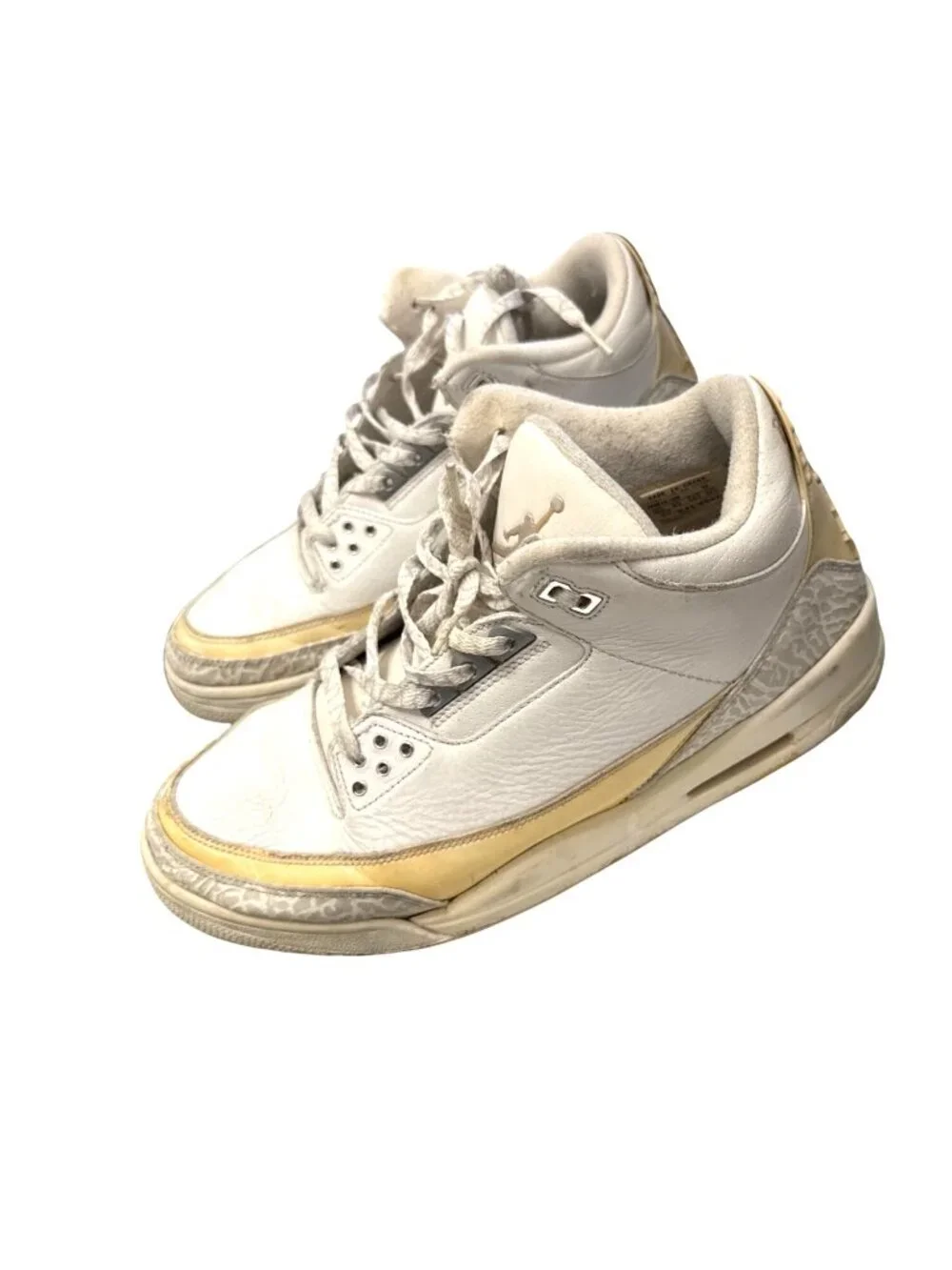 Air Jordan 3 Retro Sneakers White/Yellow Mens Size 11 Classic Basketball Shoes